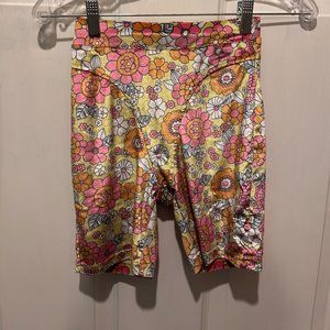 FASHION BRAND COMPANY GROOVY PRINT VELVET BIKER SHORTS